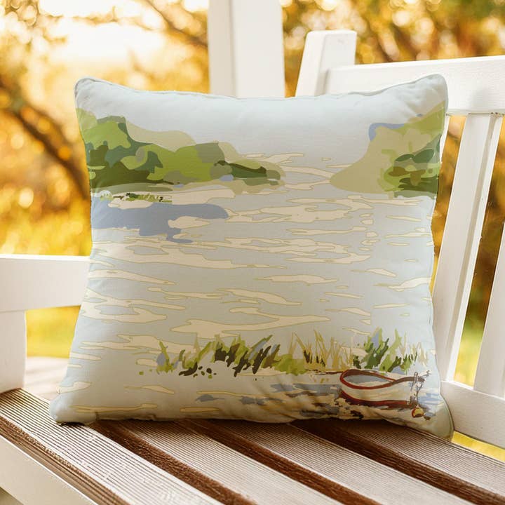 Row Row Your Boat Outdoor Pillows for wholesale by Melissa Dayton Art and Design