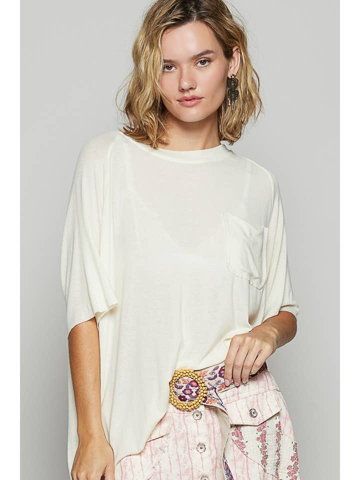 Pol Clothing - Wholesale Knit top – Women's - Vintage Washed Relaxed Fit Jersey Top Everyday Tee SALE31