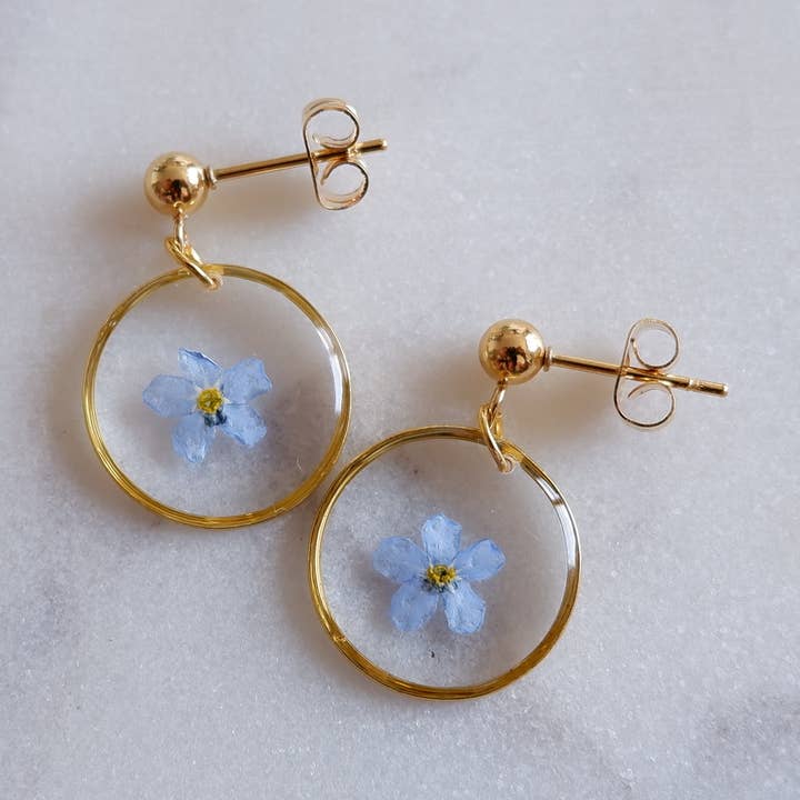 Forget-me-not earrings - round for wholesale by Kimberley Dubé Atelier