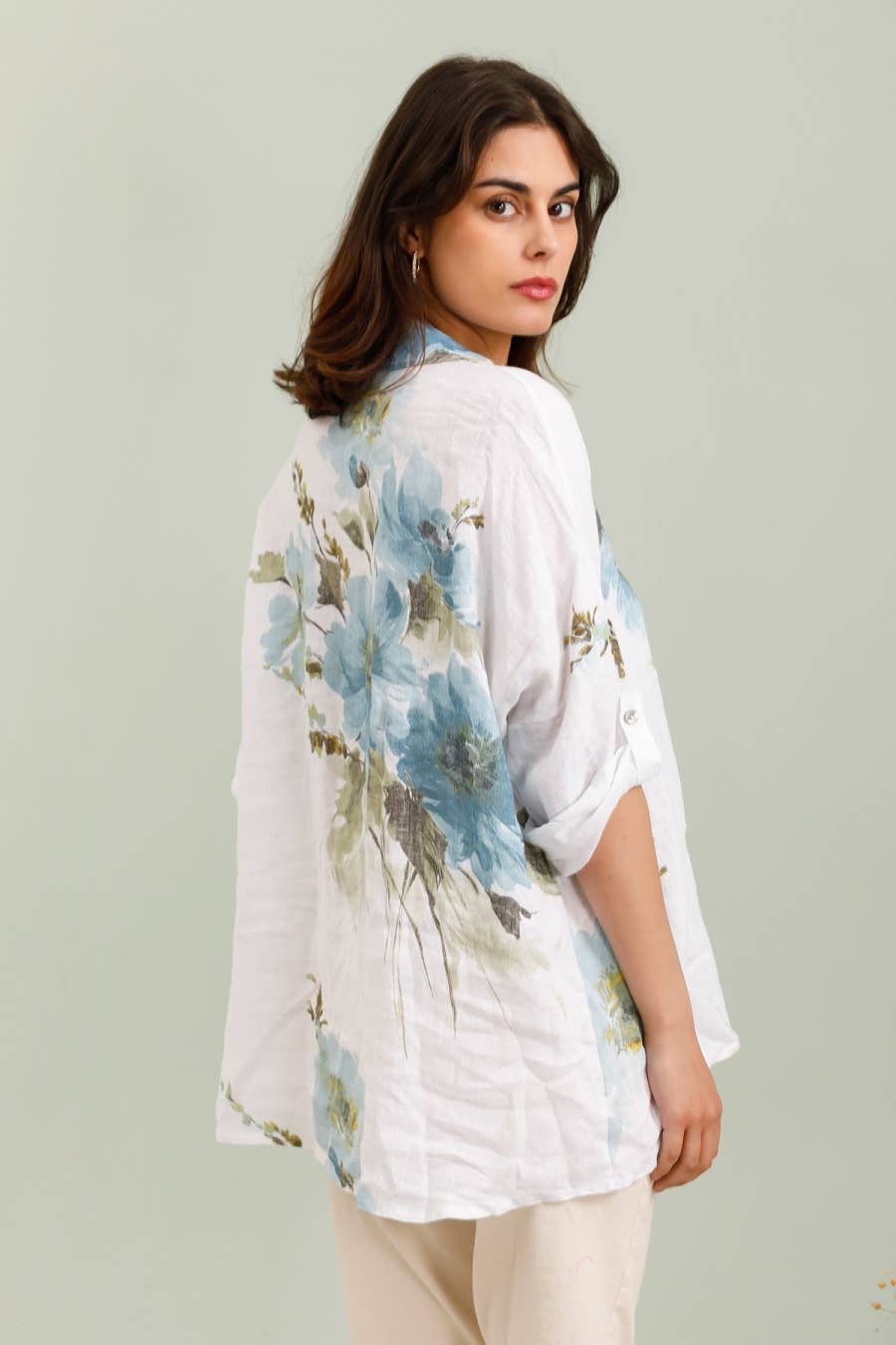 LÉA & LUC - Wholesale Dress - Women's - Floral print shirt in 100% Linen REF. 20090/523