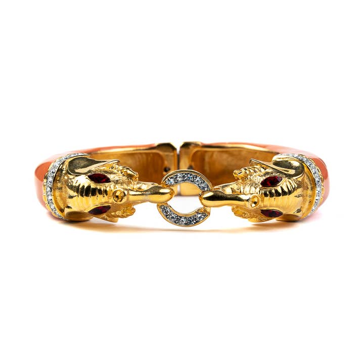 Korallenfarbenes Elefantenkopf-Armband für den Großhandel von Kenneth Jay Lane