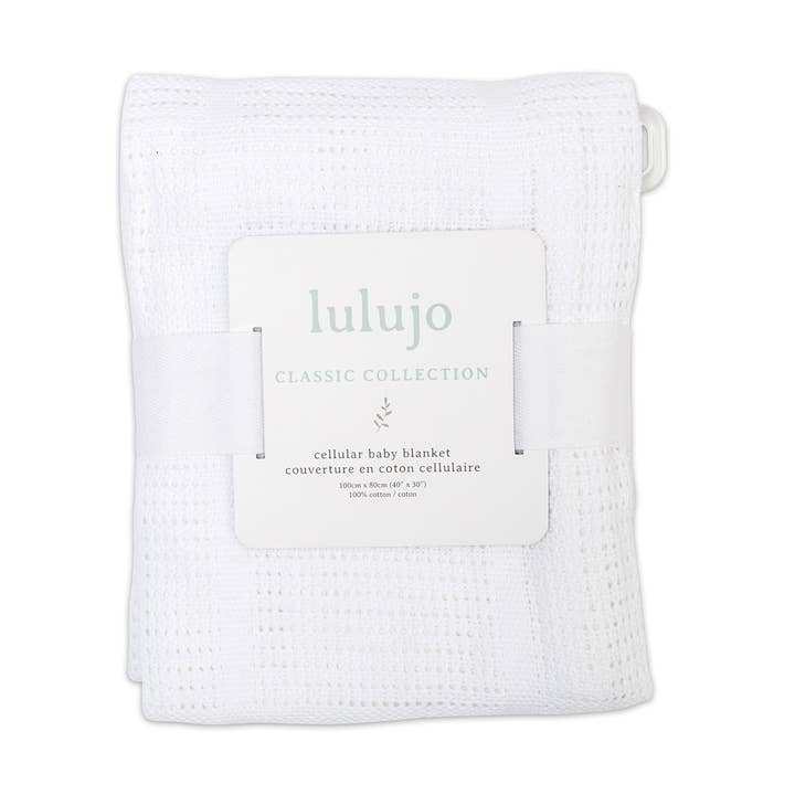 Cellular Baby Tæppe – Hvid - 100% Bomuld (40" x 30") for engroshandel hos Lulujo Baby