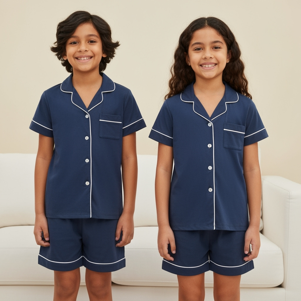 The Blissful - Vente Haut et bas de pyjama – enfant - Ensemble de pyjama court pour enfants en coton 100% personnalisé2