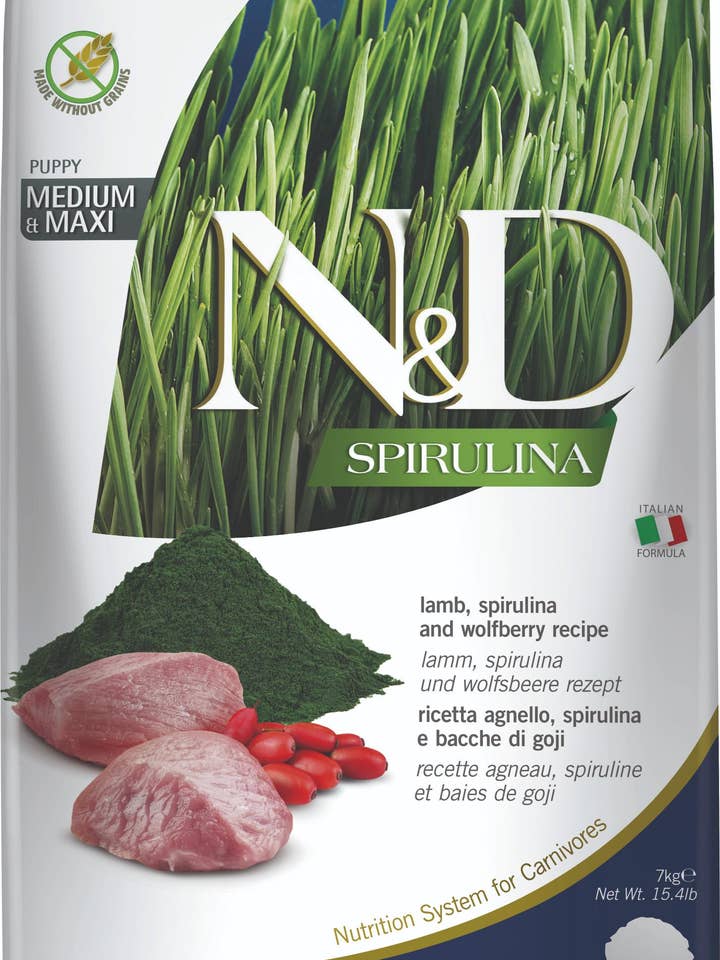 N&D Spirulina Lammwelpe Medi/Maxi 7 kg für den Großhandel von Finest Petfoods