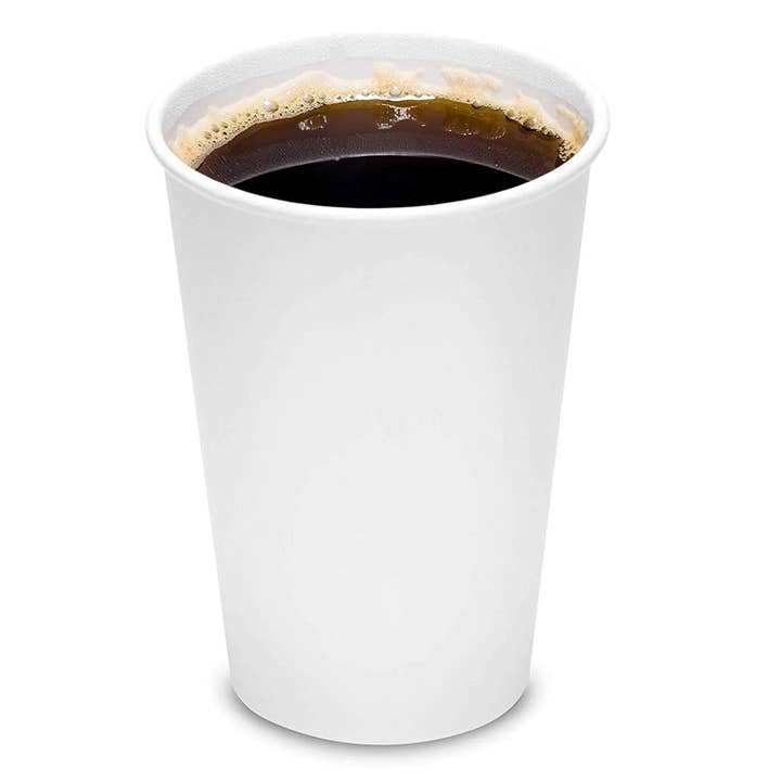 EcoQuality - Wholesale Disposable Cup - 20Oz Disposable White Paper Hot Cold Cups with Black Dome