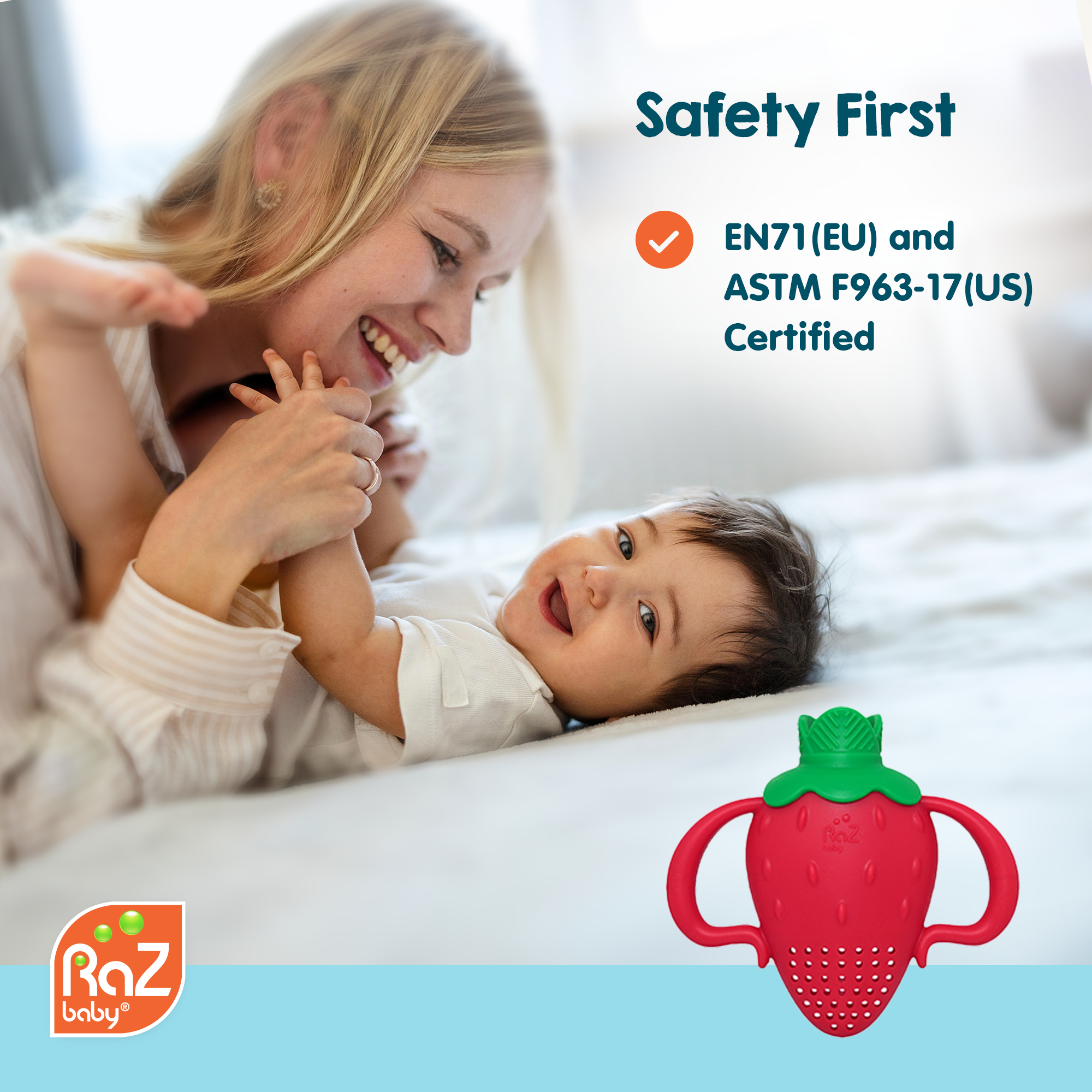 RaZbaby - Wholesale Teether (Not Clip-On) - Baby - Fruitique Feeder & Teether - Strawberry 8