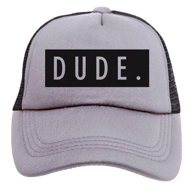 DUDE Trucker Hat - Grey & Black for wholesale on Faire