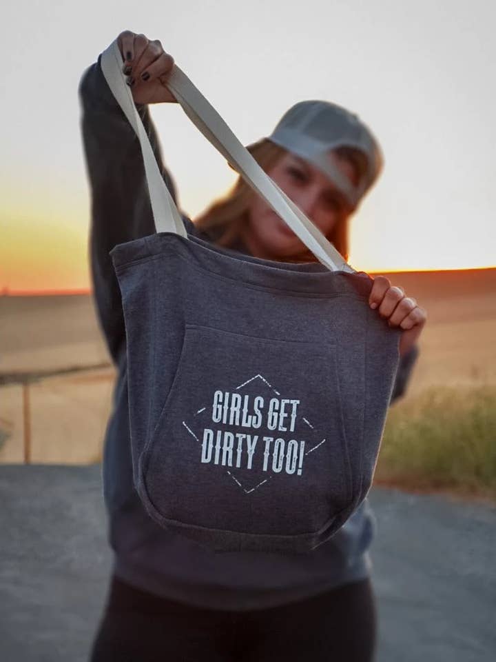 Dirt Roads Fleece Tote Bag for wholesale by Off Road Vixens Clothing Co.