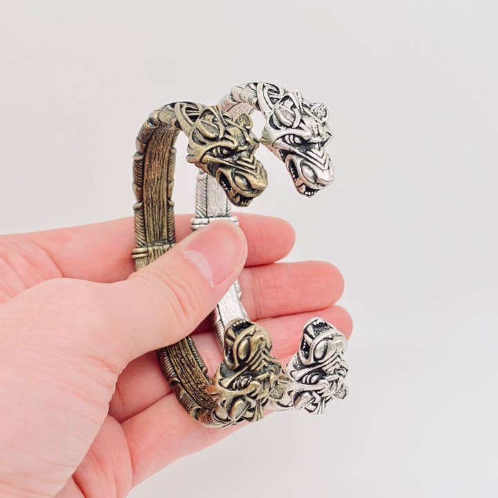 Mannenarmband met dubbele draakkop - verstelbare armband MJ/BC voor wholesale door Mio Queena