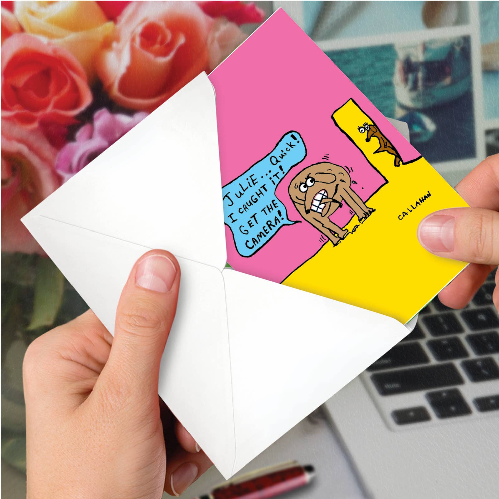 NobleWorks – Großhandel Grußkarten für den Alltag – NobleWorks — J Callahan's Caught Tail — Karte für alle Gelegenheiten3