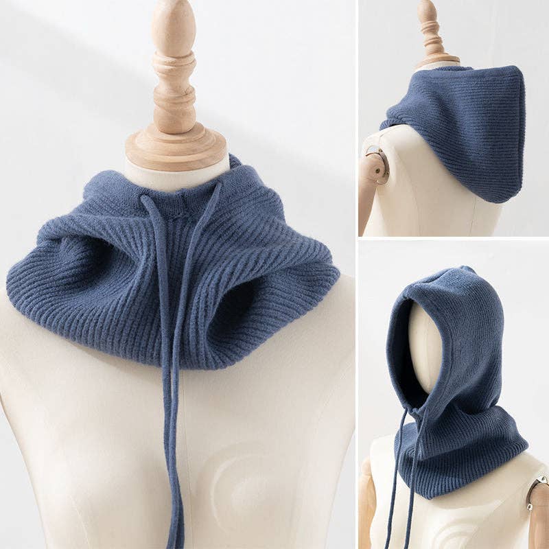 Dipped Shop - Wholesale Beanie - Women's - Drawstring Hooded Scarf One-Piece Hat & Scarf DPS16128