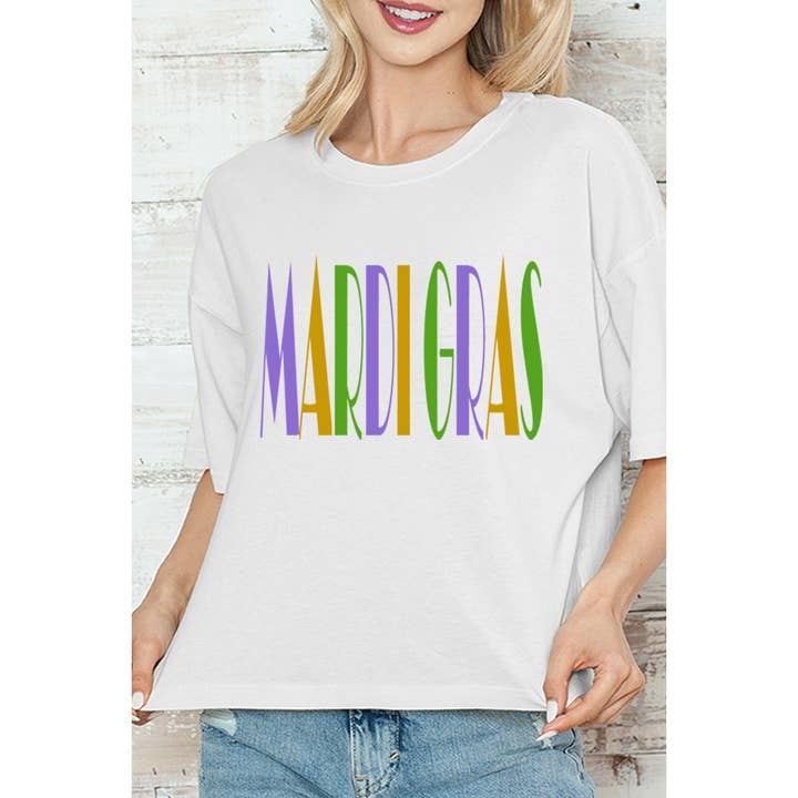 2&moon - Wholesale T-Shirt (Graphic) - Women's - MARDI GRAS Graphic Croip Tee