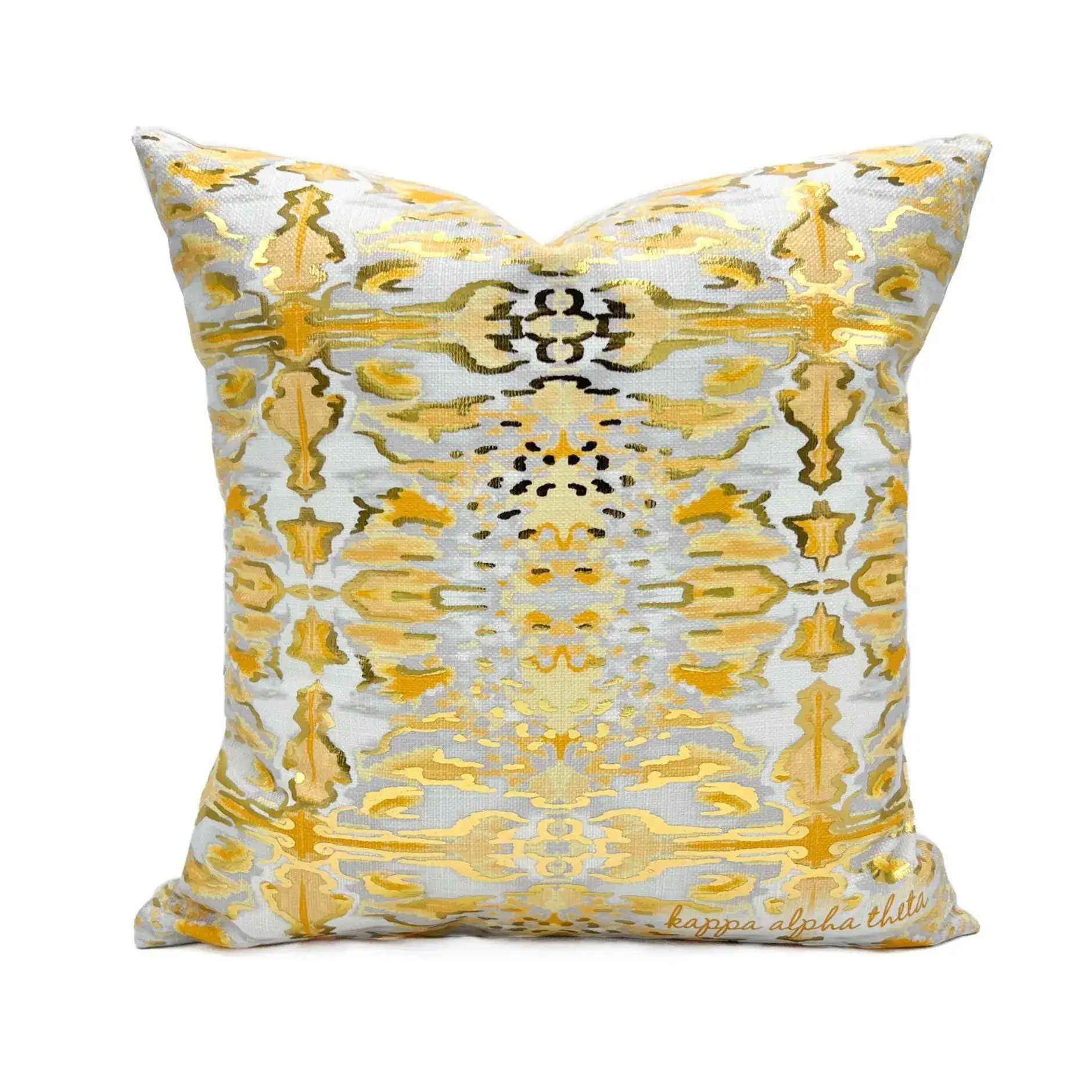 Rachel Brooks Design, LLC - Vendita all'ingrosso Cuscini decorativi - Cuscino Greco Kaleidoscopio in Lamina d'Oro Kappa Alpha Theta0