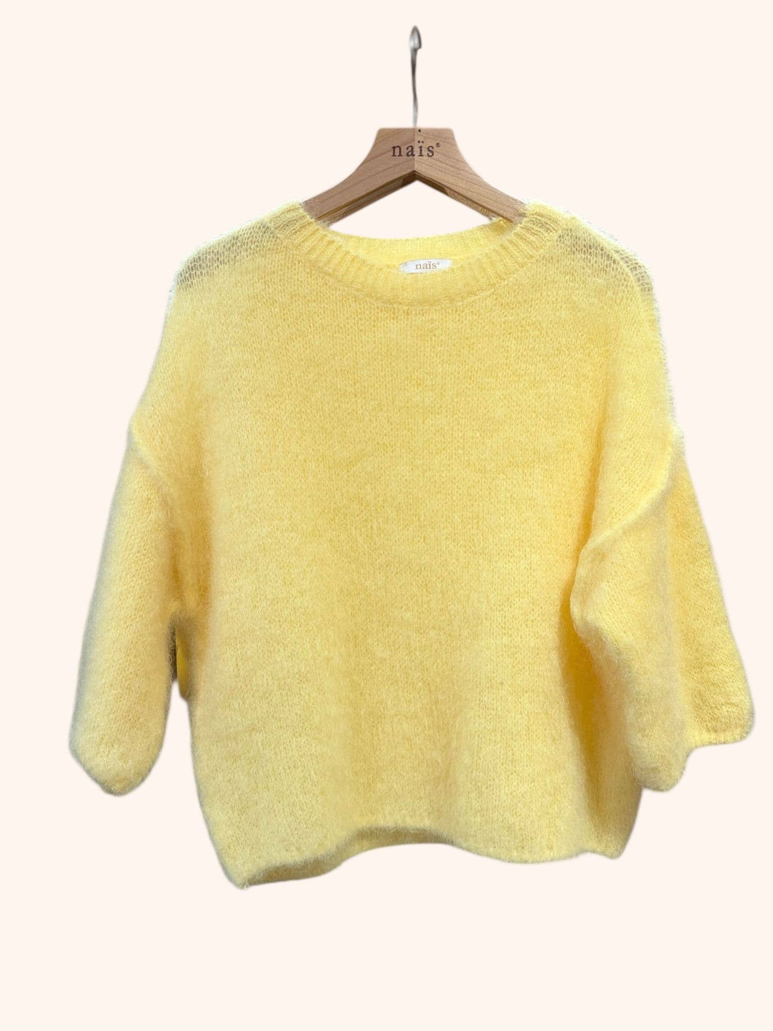 NAÏS PARIS – Großhandel Strickpullover – Damen – Pullover mit Rundhalsausschnitt und kurzen Ärmeln aus 80 % Kid-Mohair24