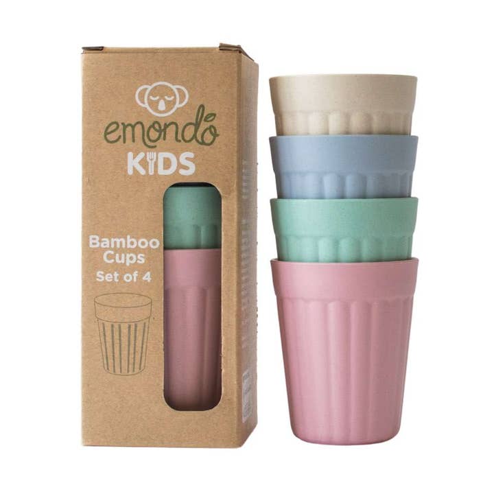Bamboo Eco-Friendly Cups (Set of 4 colours) for wholesale by Emondo Kids