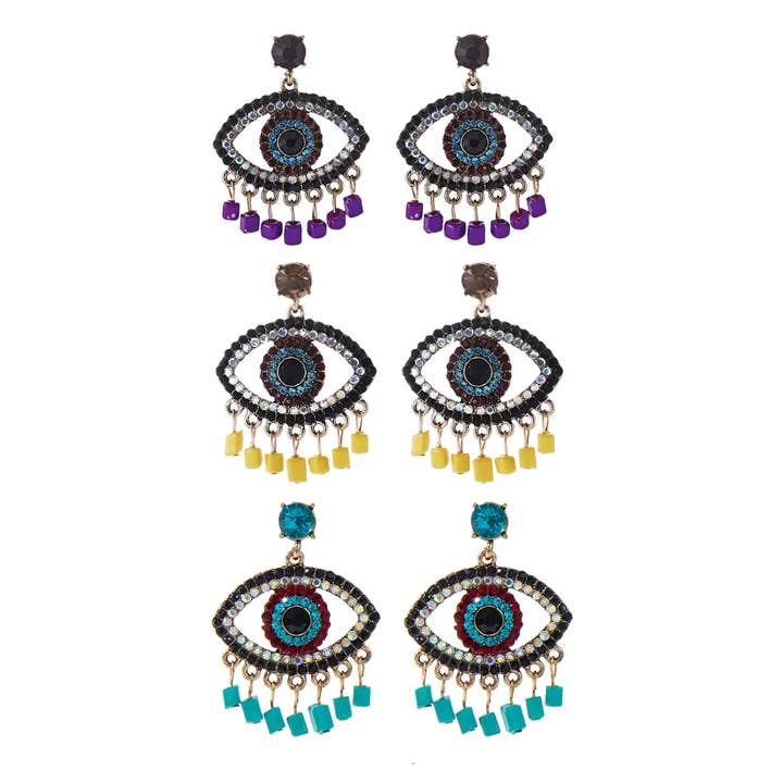 Rhinestone Bead Evil Eye Earring ER904-10 (12 PCS) for wholesale by TAPA fashion