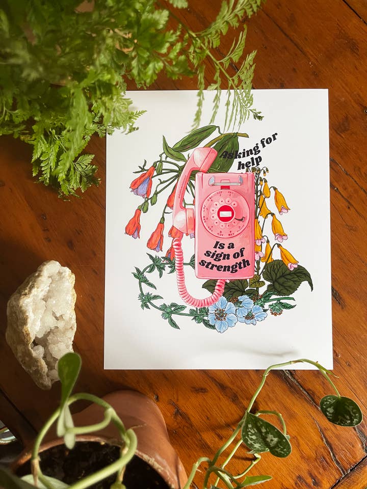 Om hulp vragen is een teken van kracht: kunstdruk voor wholesale door Fabulously Feminist