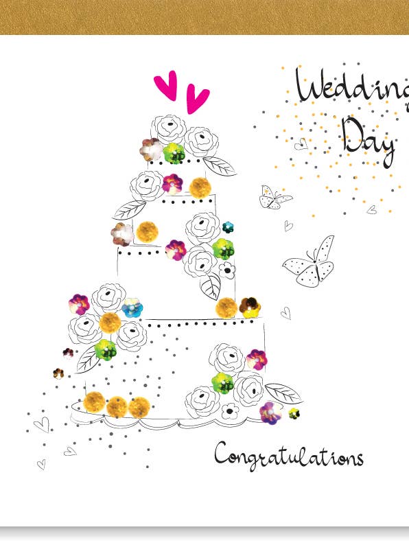 J136 Wedding Day Hand-Finished Sequin Card for wholesale by SABIVO Design