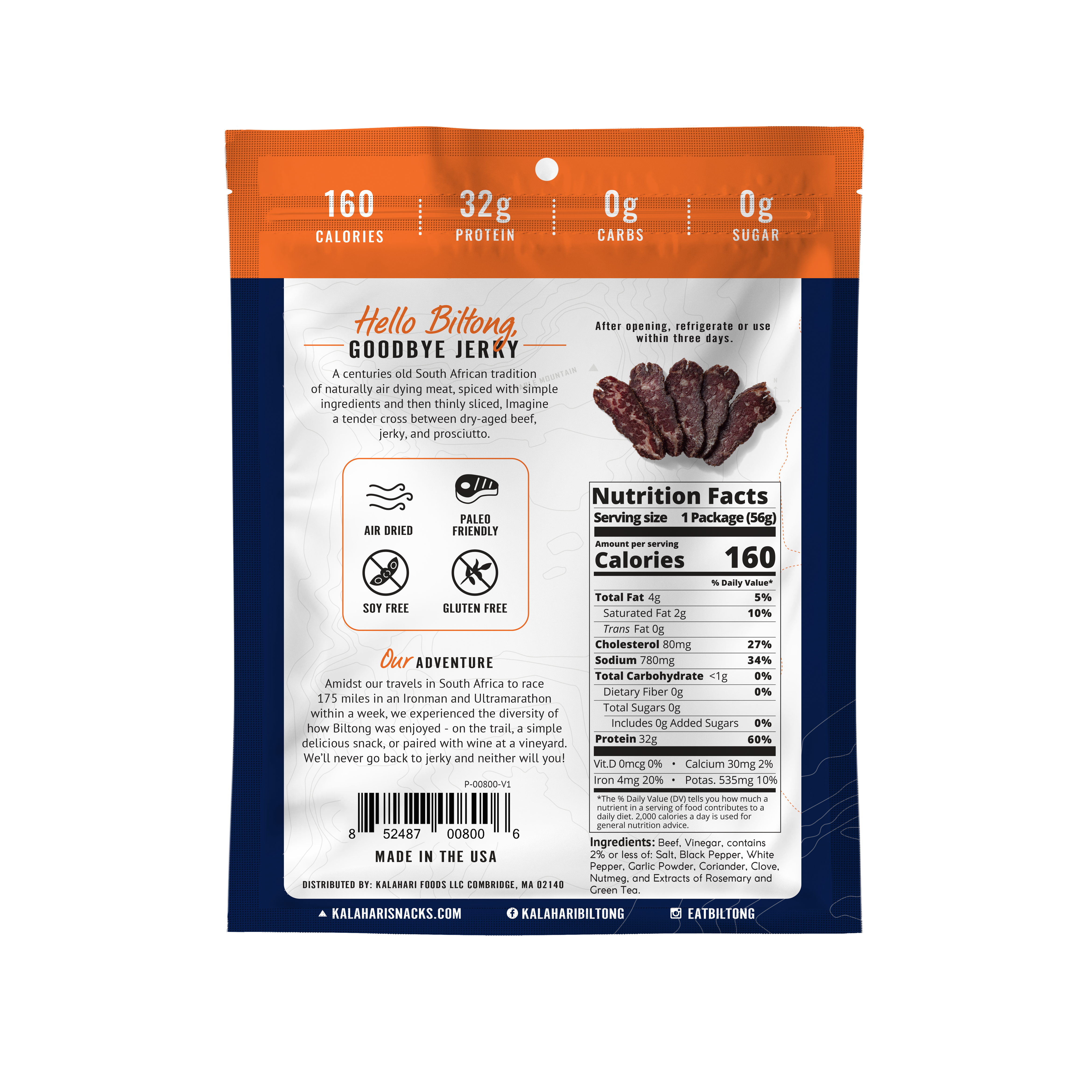 Stryve Foods, LLC - Wholesale Jerky - Kalahari Biltong Original - 2oz1