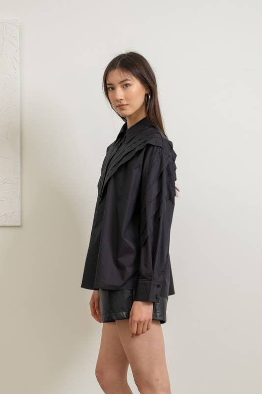 Heyson – wholesale Buttoned-down shirt – Women's – LT1065 Elegant Layered White Blouse16