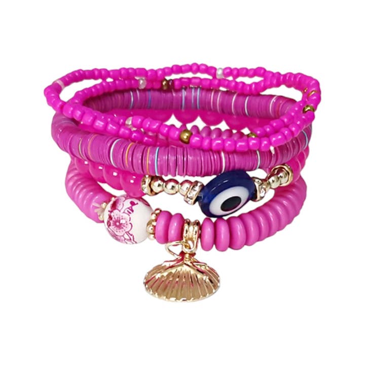 Armband mit bösem Blick und Muschel-Charm-Perlen BR2521-49. (12 Stück) für den Großhandel von TAPA fashion