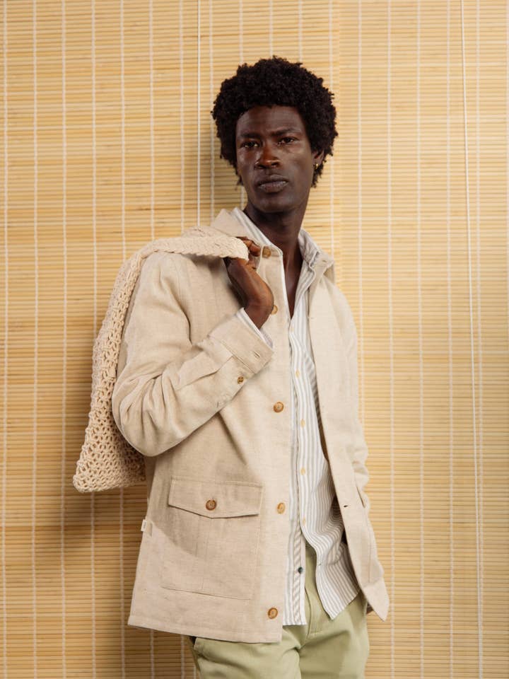 Overshirt Skjorte Hørblanding - Offwhite for engroshandel hos COLOURS & SONS