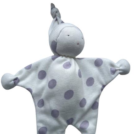 Baby Comforter Sleeping Lovey Organic Cotton Lavender Spots for wholesale by Best Years Ltd