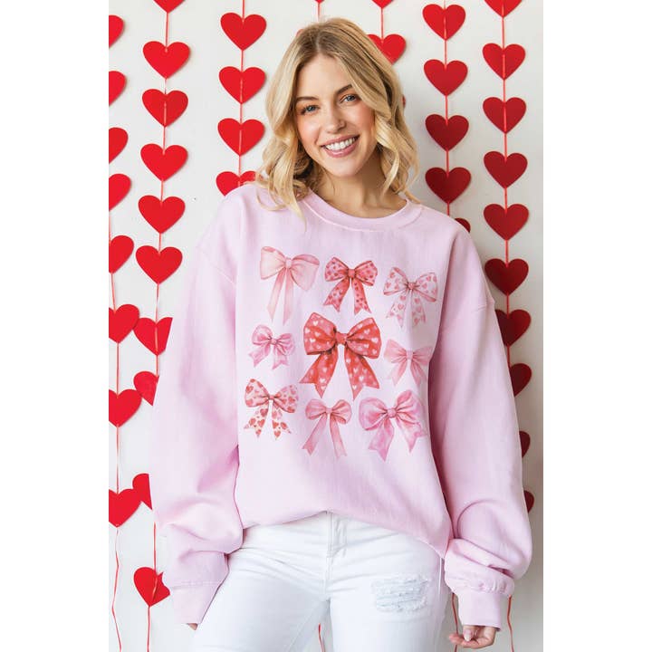 VALENTINE BOWS Oversized Graphic Sweatshirt for wholesale by BLUME & CO.