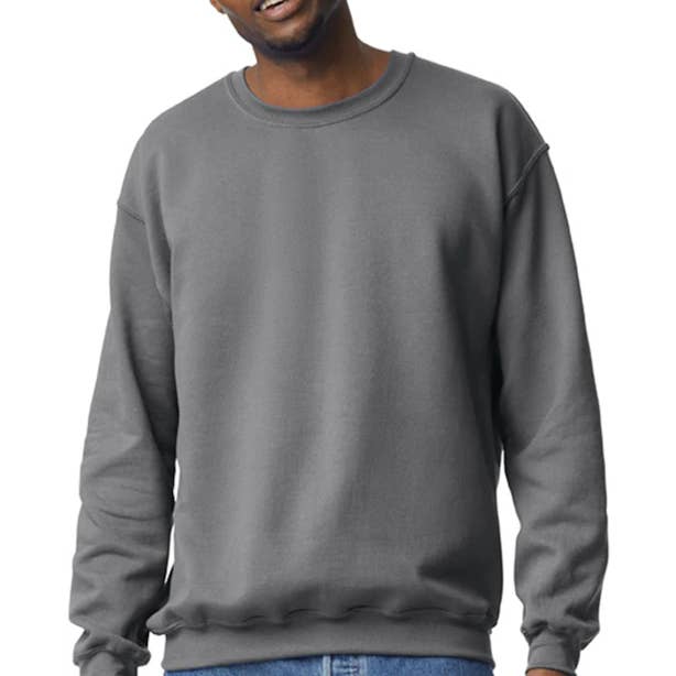 Custom Designed - Crew Sweatshirt (Charcoal) Adult, Gildan, Heavy Blend 50/50 Fleece for wholesale by Inklusive Printing, Designs & More