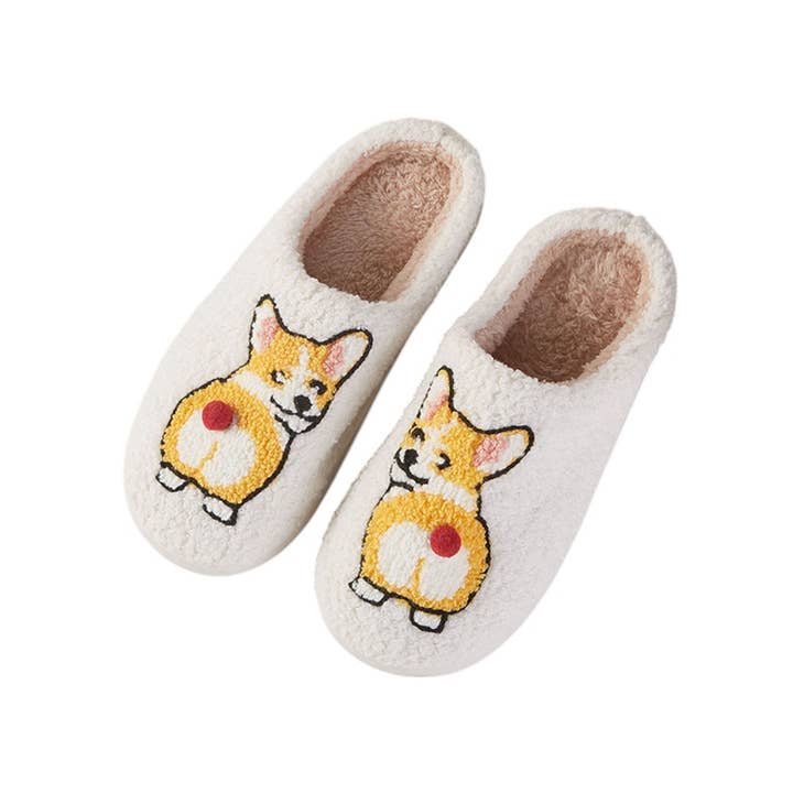 Sensibling Corp. - Wholesale Slippers - Women's - 6Pairs - Corgi Cozy Fleece Home Indoor Floor Slippers4