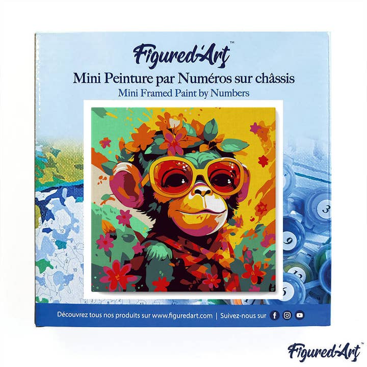 Figured'Art - Wholesale Paint Set - Mini Paint by numbers Fantasy monkey and flowers framed2