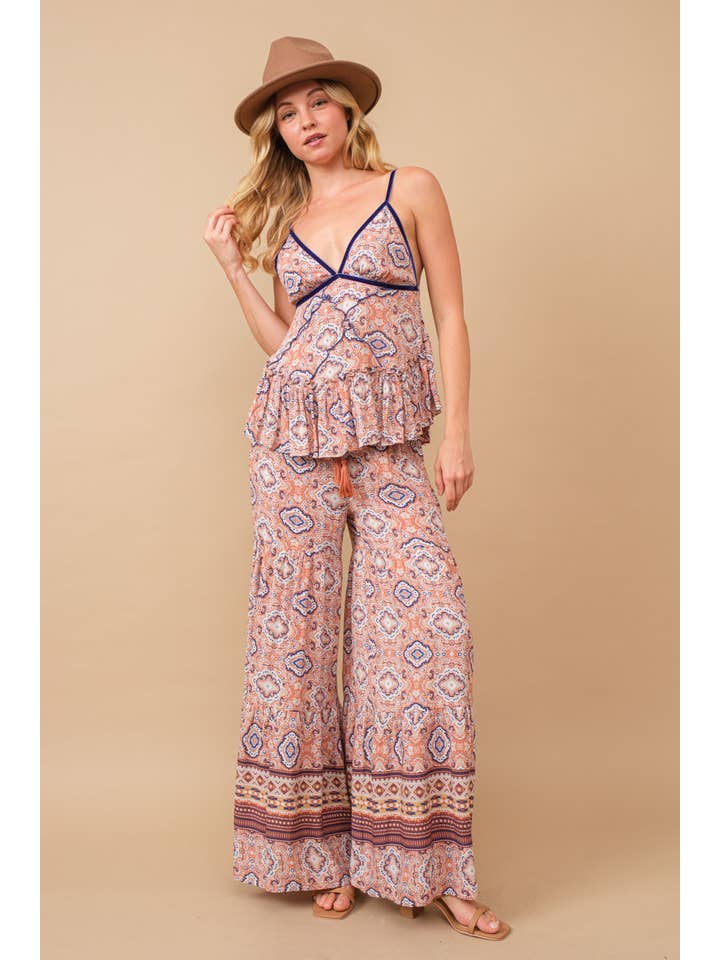 Blue B - Vendita all'ingrosso Canotta - Donna - 34417T - Canotta in velluto con stampa etnica in rayon increspato2