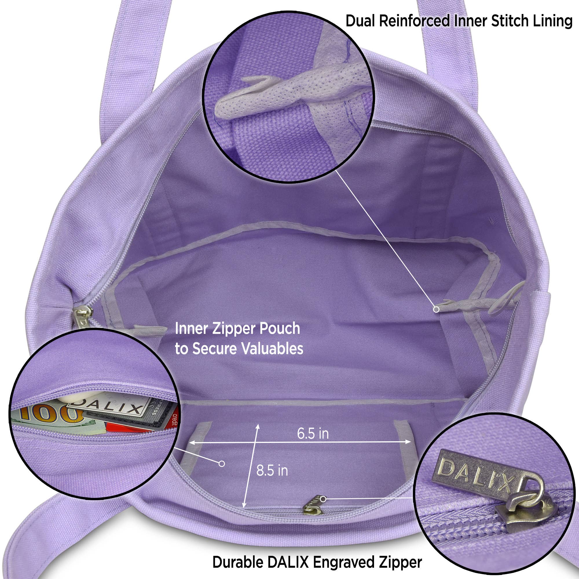 Dalix – wholesale Tote bag – Women's – DALIX 20" Solid Color Cotton Canvas Shopping Tote Bag14