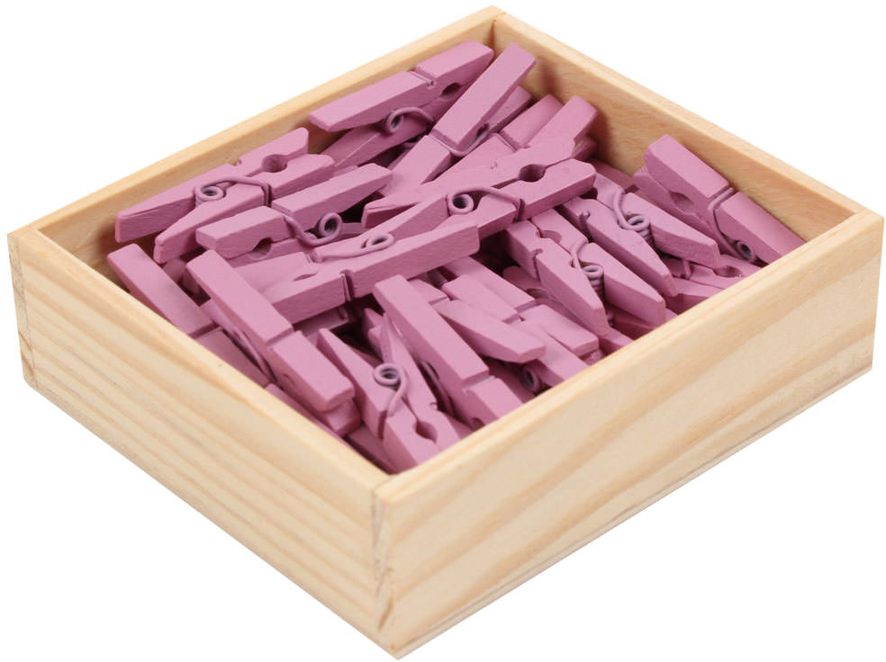 JAM PAPER - Wholesale Clothes Clips - Wood Clip Clothespins, Medium, 1 1/8 Inch, Purple, 50/Pack0