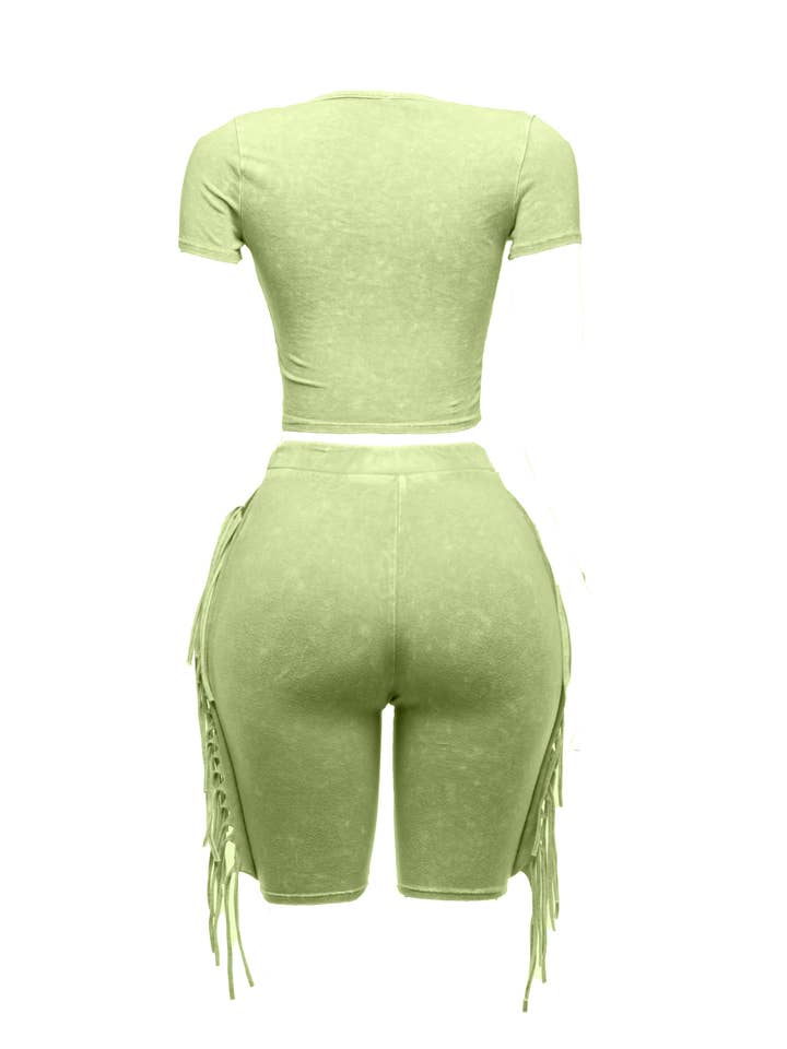 K Too - Vente Ensemble haut et pantalon (PAS d'intérieur) - Femme - Ensemble motard à franges délavées aux minéraux2