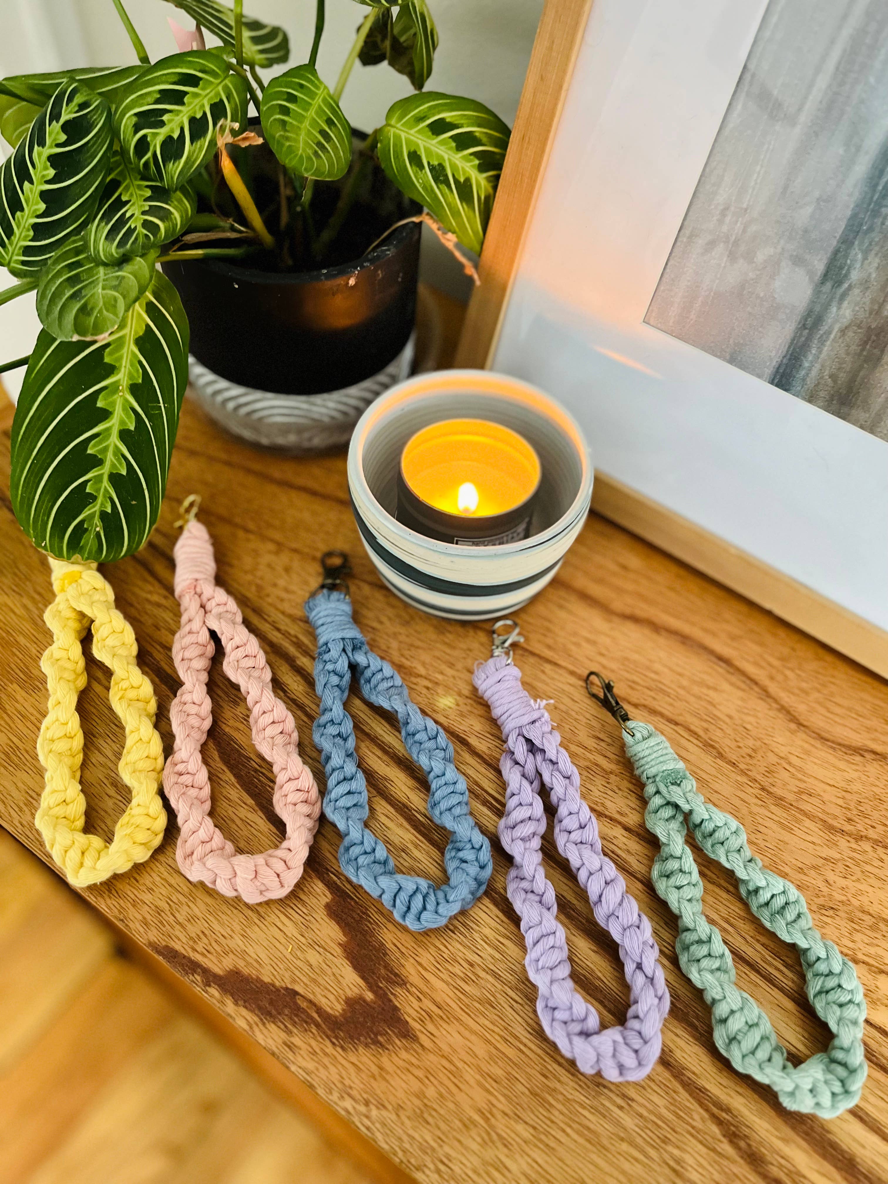 Make My Day Design - Wholesale Keychain - Women's - Spiral Knot Pastel Boho Macrame Wristlet Keychain3