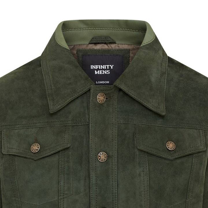 Infinity Leather (Upperclass Fashions Ltd) - Wholesale Denim Jacket - Men's - Mens Trucker Goat Suede Western Leather Jeans Jacket - Yangon