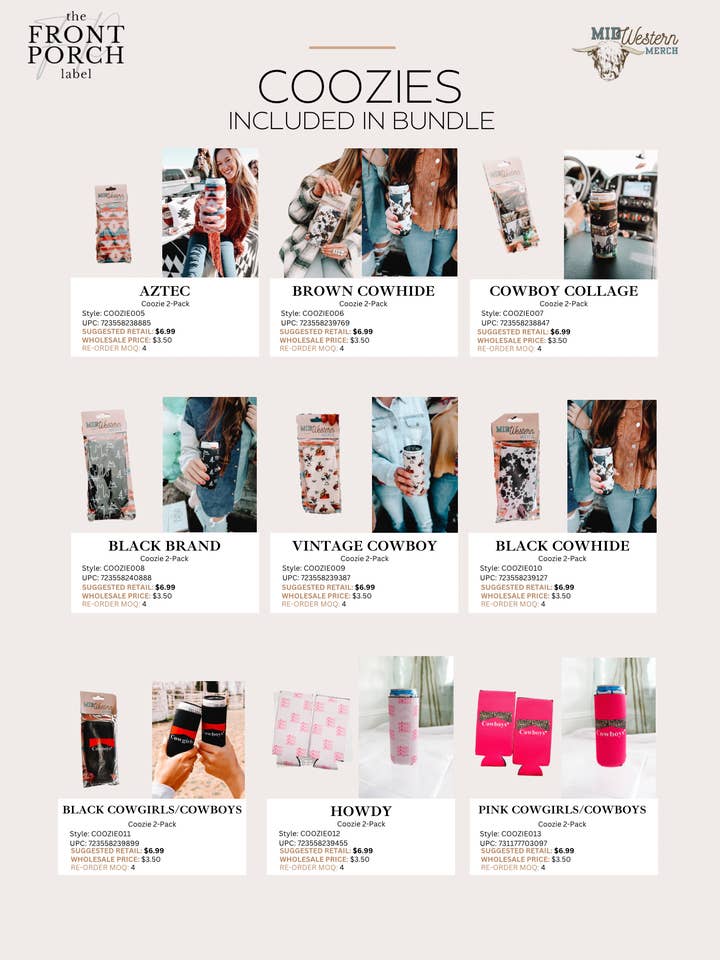 Coozie 2-Packs Bundle for wholesale by The Front Porch Label