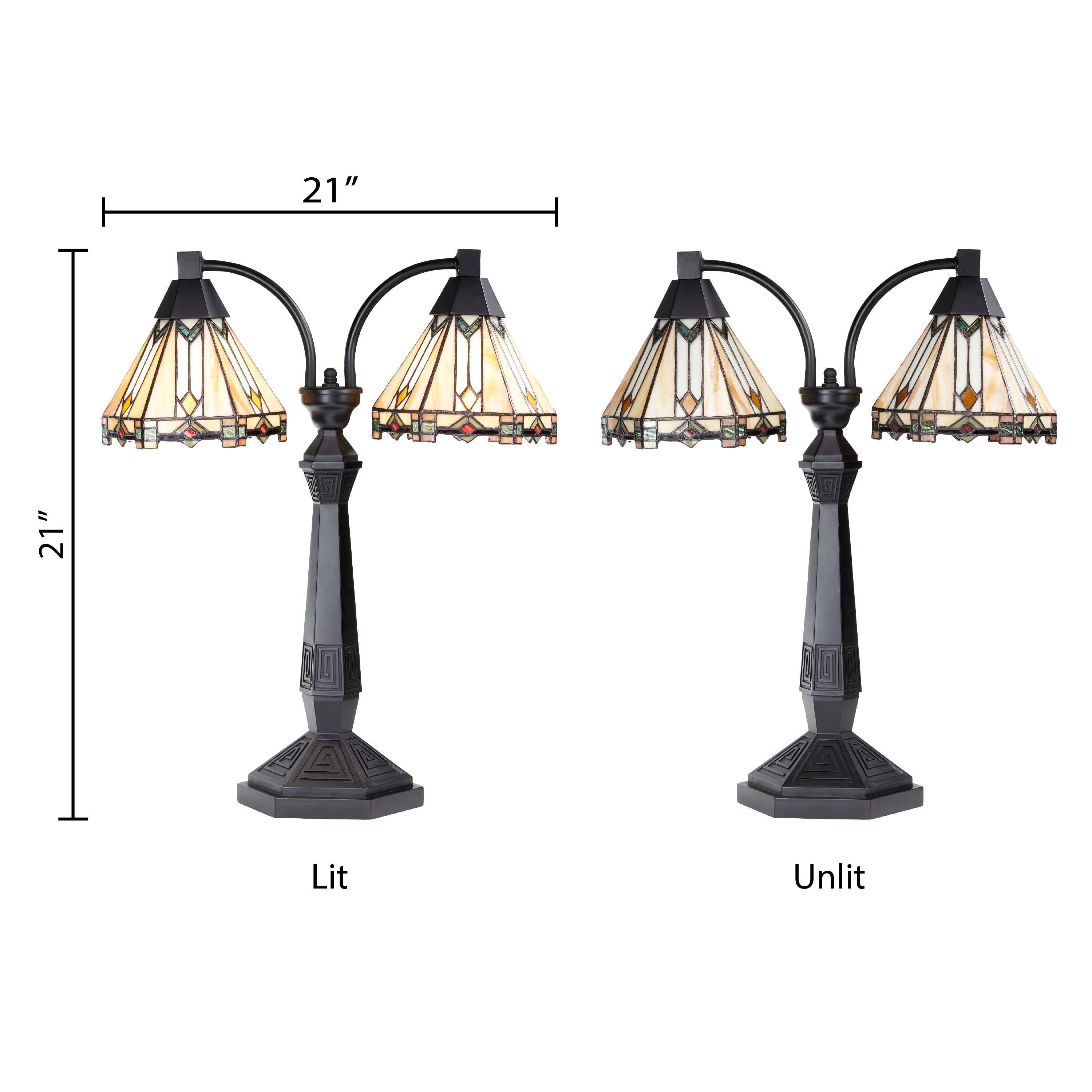 River of Goods - Vente Lampes d'appoint/de bureau - Lampe de table en verre teinté style Prairie Bryant de 21''H2