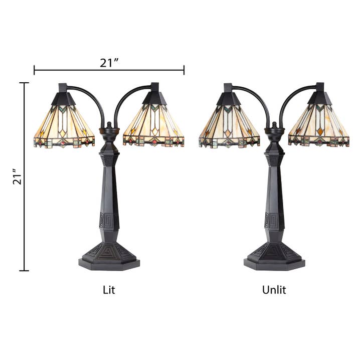 River of Goods - Wholesale Accent/Desk Lamp - 21''H Bryant Prairie Style Stained Glass Table Lamp 2