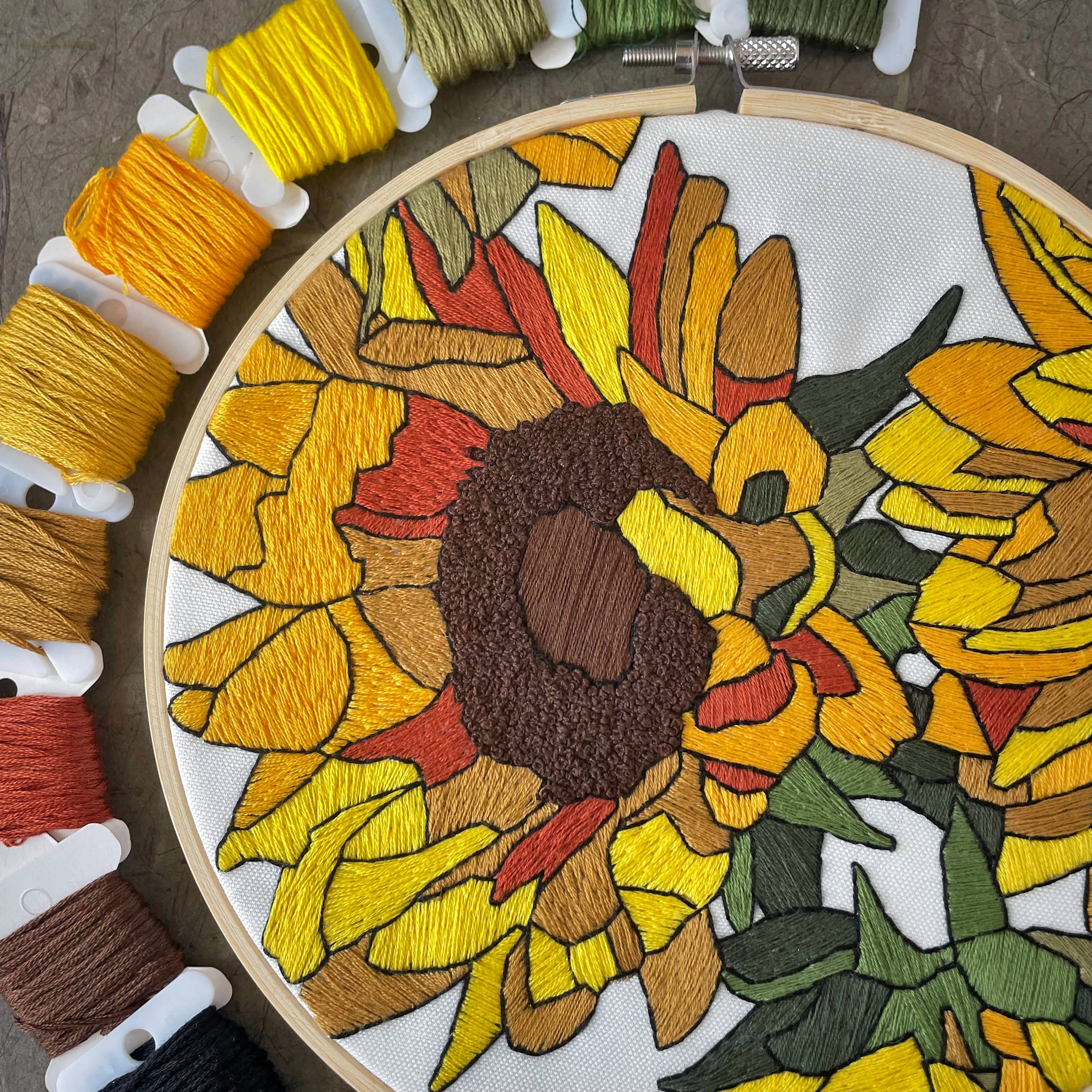 Kate Wyatt Fine Art – wholesale DIY craft kit – DIY Embroidery Kit - Sunflowers (8")3