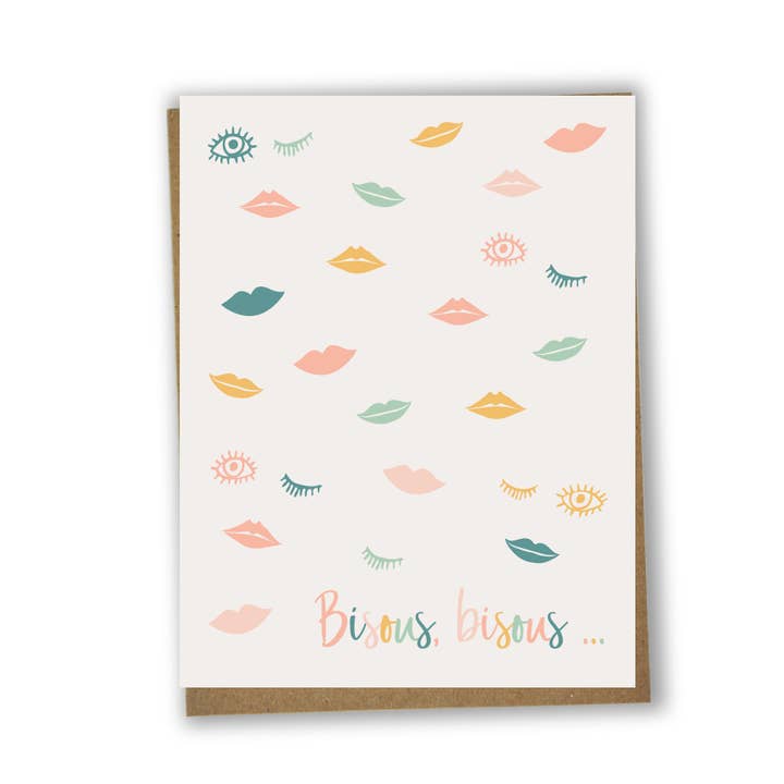 Bisous, bisous Love & friendship card for wholesale by Lili Graffiti