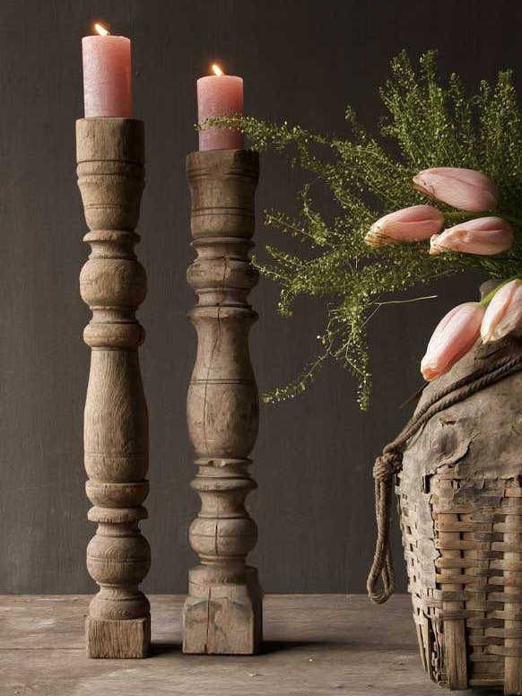 Panneau déco en bois tulipe rose bougies B34 pour la vente par Nino-Art