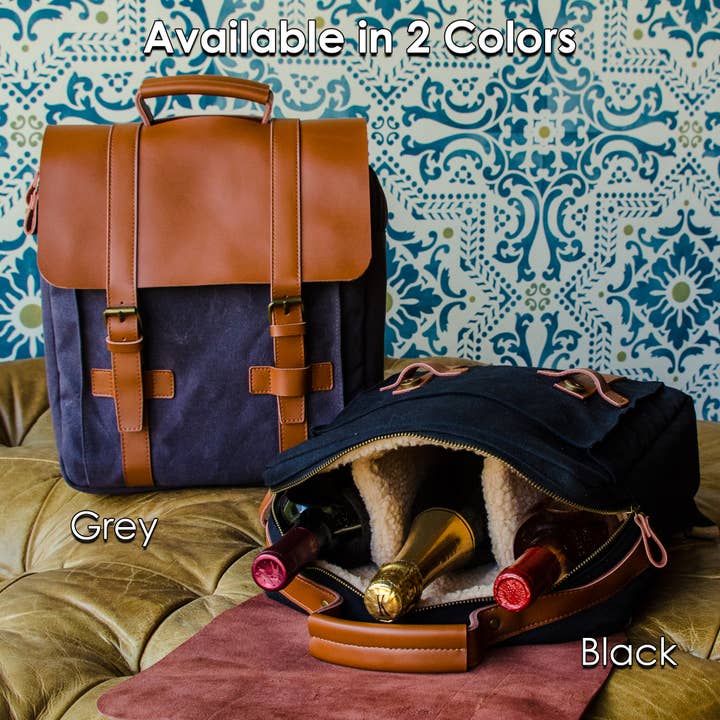 Primeware Inc. - Wholesale Wine Tote - Treo Three Bottle Leather Wine Tote Backpack Carrier
