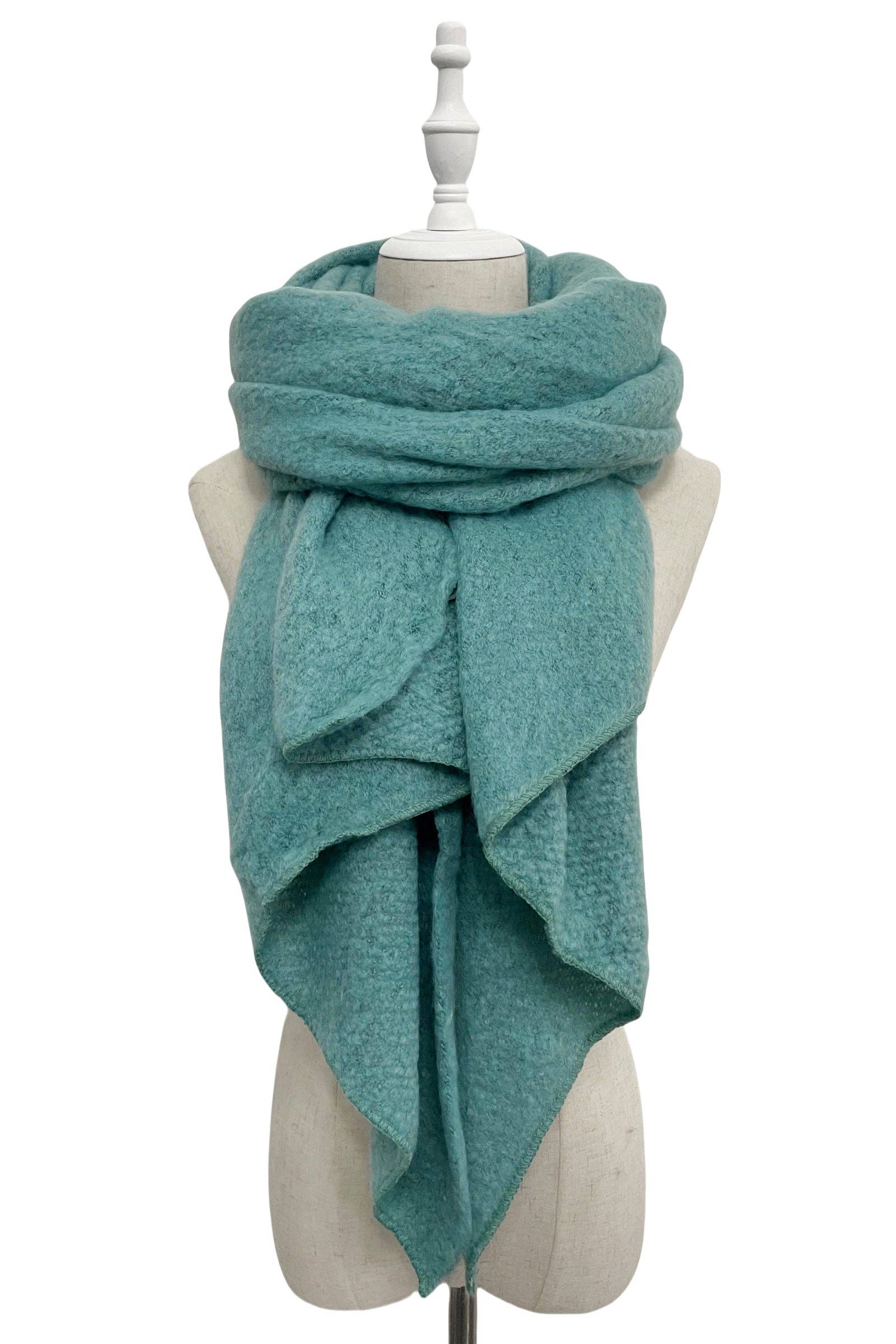 Fashion Scarf World - Wholesale Scarf - Women's - Plain Boucle Diagonal Edge Wool Scarf25