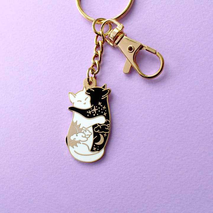Hugging Cats Keychain for wholesale by Glitter Punk