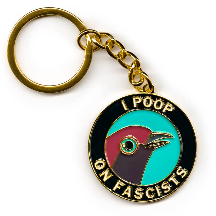 Poop on Fascists Keychain for wholesale by The Mincing Mockingbird