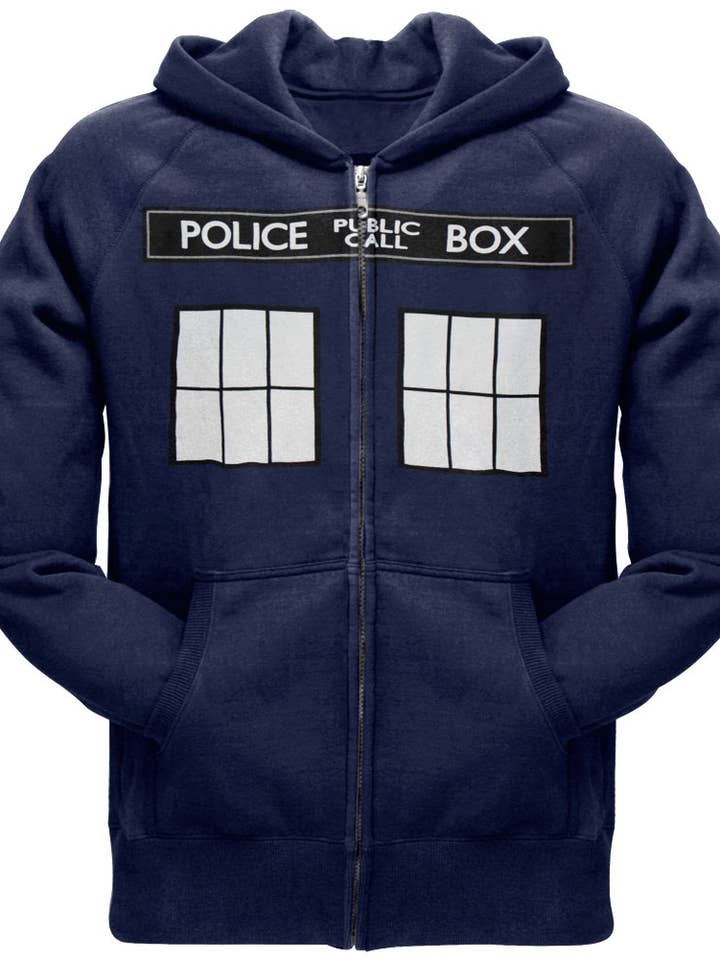 Official Store - Wholesale Hoodie - Men's - Doctor Who - Large TARDIS Men's Zippered Hoodie