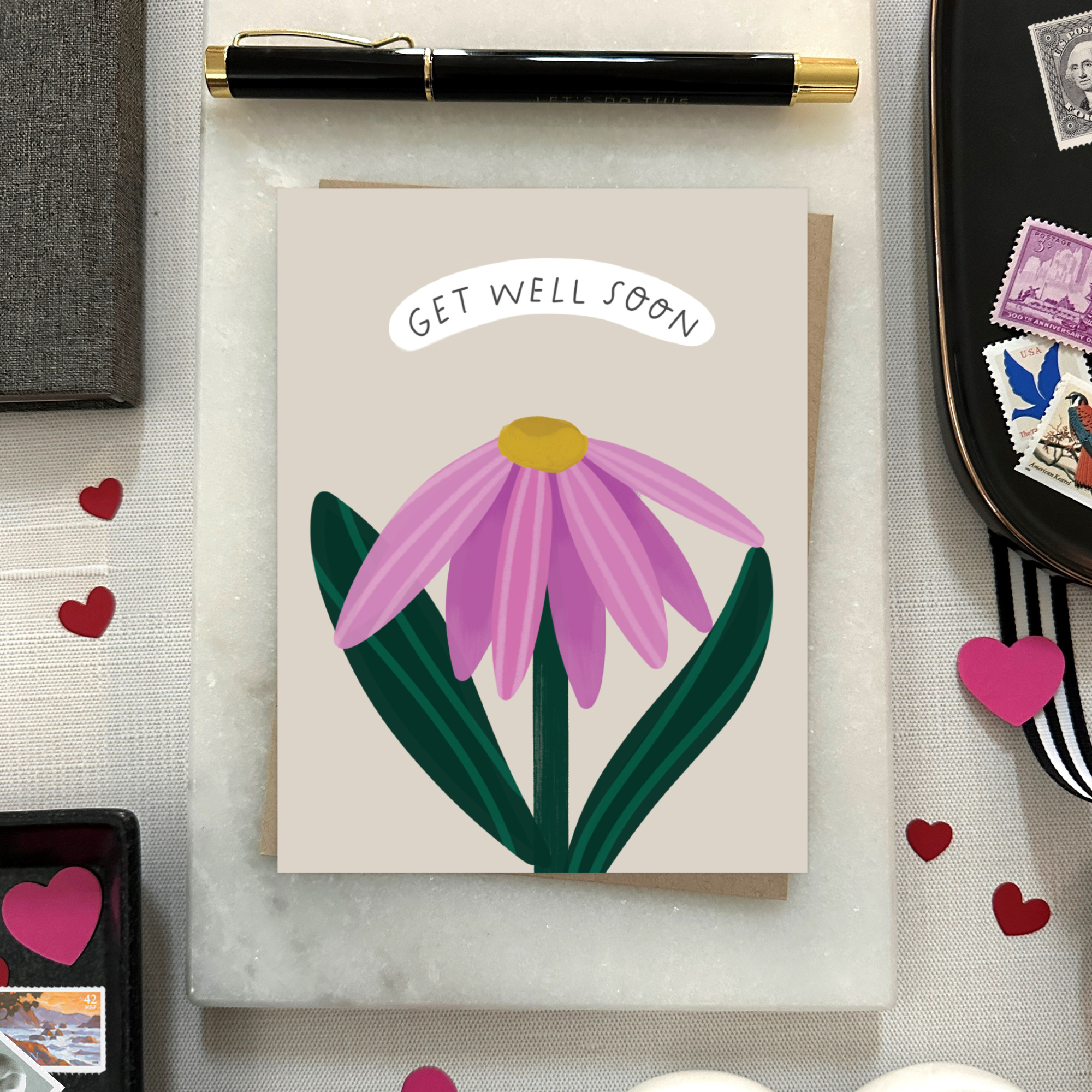 Barone and Co. – postal de desejos de melhoras por atacado – Cartão de Melhoras com Flor Única5