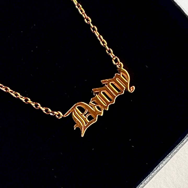Daddy word Necklace stainless steel gold for wholesale by The Silver Spider